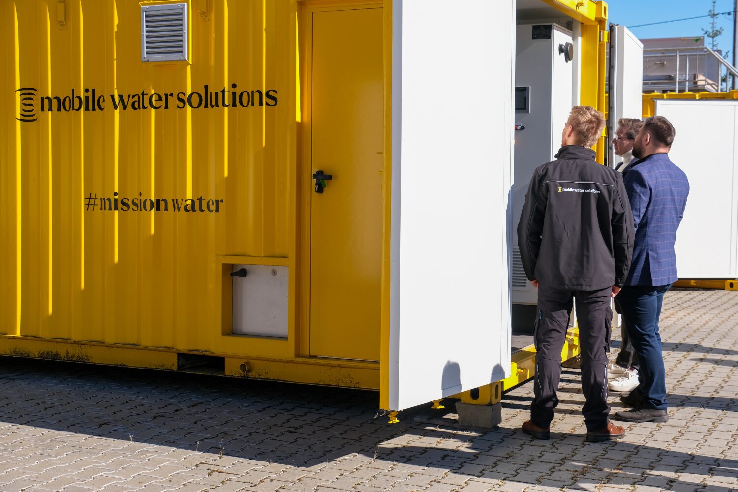 Mobile Water Solutions trailer providing on-site mobile water treatment at an industrial facility.